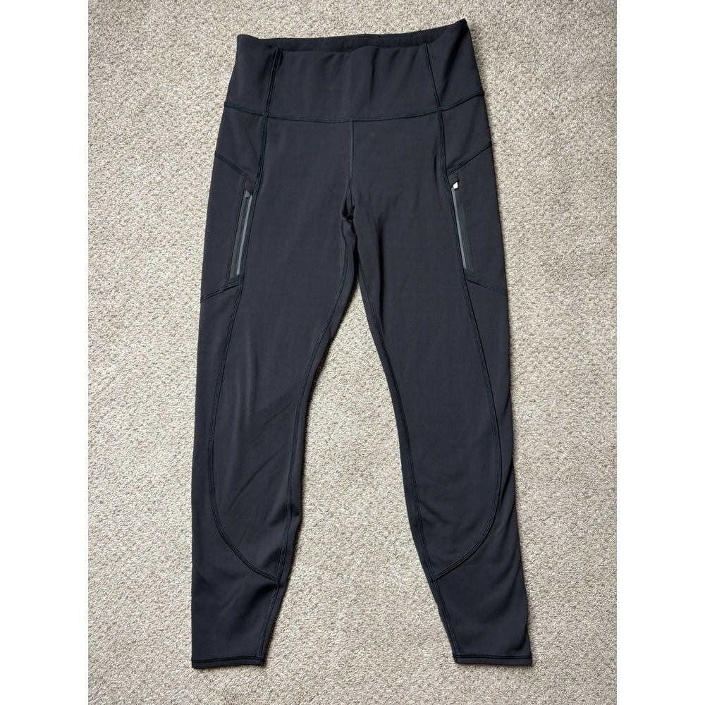 Athleta Rainier Tight Athletic Leggings Women's Medium Zip Pockets Solid Black‎